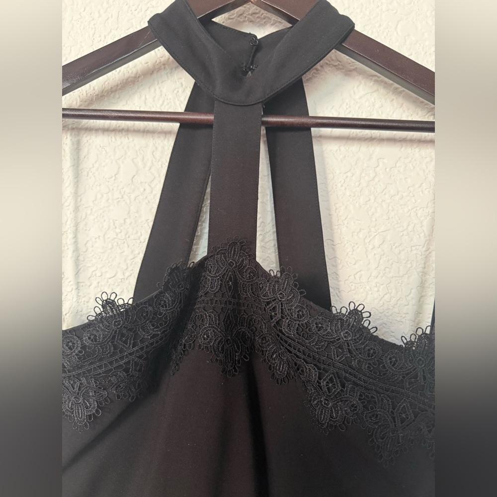 Marciano Black Lace-Trim Halter Style Evening Dress - Picture 6 of 16